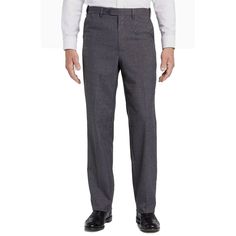 Polyester/Wool Tropical Washable Trouser in Dark Grey (Self Sizer Plain Front - Regular & Short Rise) by Berle Fitted Full Length Dress Pants With Elastic Waistband, Gray Full-length Bottoms For Business, Gray Full-length Business Bottoms, Fitted Dress Pants With Elastic Waistband For Business Casual, Relaxed Fit Full Length Pants With Welt Pockets, Gray Semi-formal Trousers, Relaxed Fit Dress Pants For Business Casual, Relaxed Fit Full Length Dress Pants For Business Casual, Semi-formal Gray Trousers