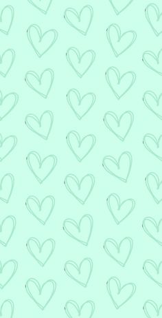 many hearts are drawn on a light green background