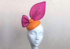 3 DIY Derby Hat ideas - The House That Lars Built Bow Fascinator, Pink Fascinator, Bow Wedding, Orange Bows