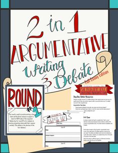 the writing debate poster is shown with two different types of writing, including one that has been