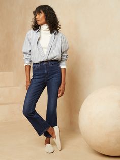 The Petite Crop-Boot Jean | Banana Republic Jeans For Short Legs, Most Comfortable Jeans, Boho Jeans, Clothing For Tall Women, Ripped Boyfriend Jeans, Ankle Length Jeans, Banana Republic Jeans, Cropped Flare Jeans, Straight Crop Jeans