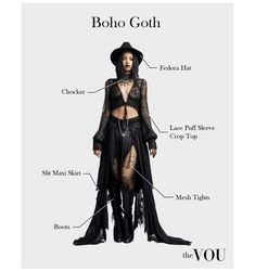 Goth Country Aesthetic, Goth Boho Outfits, Boho Goth Outfits, Goth Country, Country Goth, Bohemian Goth, Hippie Goth