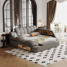 a modern daybed in the middle of a living room