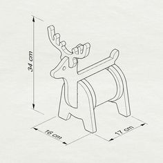 a line drawing of a reindeer head on a white background with the measurements for it