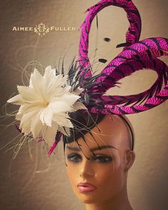 Elegant Fitted Carnival Headpiece, Cup Hat, Kentucky Oaks, Derby Ideas, Kentucky Derby Fascinator, Derby Fascinator, Bridal Hat, Melbourne Cup, Feather Hat