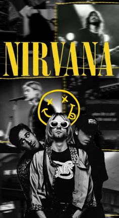 nirvana poster with the band in black and yellow