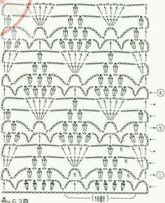 an image of a crochet pattern with numbers and symbols in the middle, which are