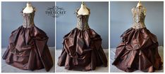 the dress is made up of brown satin