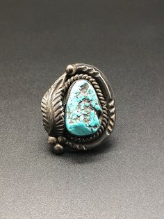 Large Amazing Navajo Sterling Silver Turquoise Leaf Ring Size 6.5 VintageSterling 925Signed T.T. ((((Please Read Below))))Please check out my other items! Tons of jewelry coming up for sale. I love to combine shipping on multiple items, and am happy to ship internationally. International bidders, please contact me with your location for a shipping quote. If there is anything wrong once the item is received and you are not happy, please contact me before leaving negative feedback so we can resolv Untreated Southwestern Style Ring Jewelry, Southwestern Concho Ring Jewelry, Southwestern Style Collectible Jewelry Ring, Southwestern Collectible Ring Jewelry, Sterling Silver Turquoise Concho Ring, Southwestern Turquoise Concho Ring As A Gift, Southwestern Style Turquoise Concho Ring As Gift, Southwestern Turquoise Ring With Concho, Collectible Southwestern Turquoise Ring Stamped 925