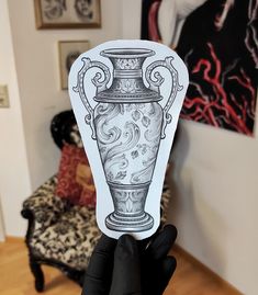 Realistic Vase Tattoo, Baroque Art Tattoo, Leg Vase Tattoo, Greek Vase Tattoo Design, Vintage Vase Tattoo, Victorian Vases