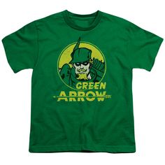 The Green Arrow Archer Circle Kids Youth T Shirt Item Description: The Green Arrow Archer Circle Kids Youth t-shirt is made from 100% pre-shrunk medium weight cotton.   Kids Youth t-shirt is made from 100% pre-shrunk medium weight cotton.  Every item we sell is original and fully licensed. If a shirt is designated as "distressed", the design contains intentional skips and voids which give the shirt a worn-in or vintage look. These are part of the actual design and do not reflect poor printing. T Green Arrow, Navy Pink, Kelly Green, Modern Fit, Dc Comics, Cotton Shirt, Kids Tshirts, Tshirt Designs, Comics