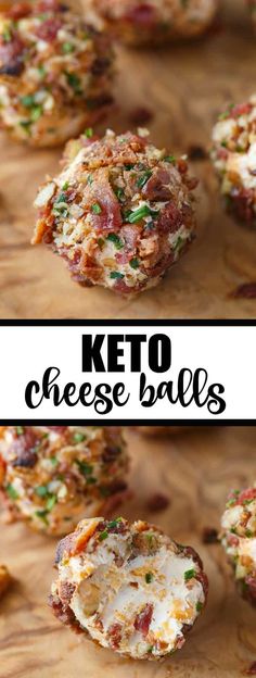 keto cheese balls on a cutting board with text overlay that reads, keto cheese balls