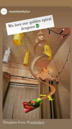 an image of a room decorated for st patrick's day with lights and decorations