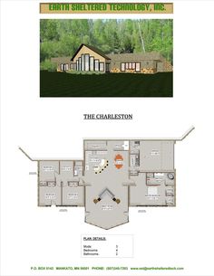 the floor plan for an earth sheltered home