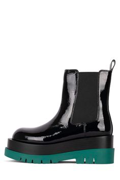 TANKED-PL DV Black Crinkle Patent Green 6 Boot Fits, Platform Chelsea Boots, Chelsea Boot, Jeffrey Campbell, Rubber Rain Boots, Chelsea Boots, Final Sale, Chelsea, Ankle Boot