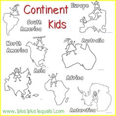 Continent Kids ~ Free Printables {world geography} Coloring Printables, Printables Free Kids