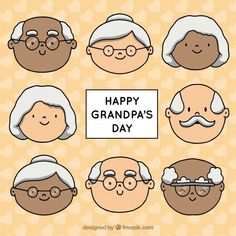 the faces of old people with glasses and mustaches on them are drawn in cartoon style