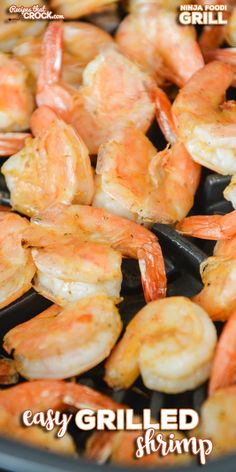 the shrimp is cooked and ready to be served in the skillet for grilling