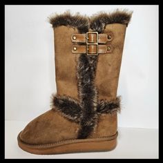 Qupid Annie Oakley Fur Lined Boots Womens Quality Faux Suede Double Buckle Flat Bottom Mid-Calf Winter Boots Elegant Footwear 1" Flat Heel With 12" Shaft Slip-On Style Man-Made Sole Lightweight Color: Carmel **Bundle & Save!!!** Add Items From My Closet To Get An Extra Discount On Everything & Pay Only 1 Shipping Fee. Best Way To Posh For Great Deals!!! *Bundle Your Likes & Send An Offer *Smoke Free/Animal Friendly Home *Ships Same/Next Day *Always...Beyou'nique! Womens Black Suede Boots, Brown Snip Toe Knee-high Boots For Winter, Brown Winter Boots With Faux Fur Lining, Hot Pink Flats, Brown And White Fur Boots, Elegant Footwear, Brown Sheepskin Boots With Faux Fur Lining, Boots Elegant, Winter Slip-on Boots With Faux Fur Lining