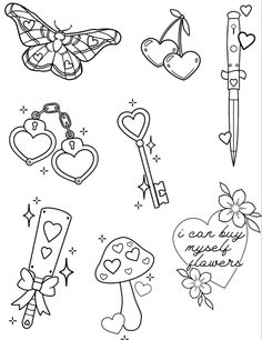 coloring pages for valentine's day with hearts, flowers and other things to color