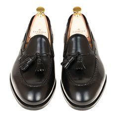 TASSEL LOAFERS IN BLACK CORDOVAN Luxury Tassel Loafers With Rubber Sole And Closed Toe, Luxury Tassel Loafers With Rubber Sole, Luxury Closed Toe Tassel Loafers For Galas, Luxury Tassel Loafers With Closed Toe For Galas, Classic Black Tassel Loafers, Black Classic Tassel Loafers, Timeless Black Tassel Loafers With Brogue Detailing, Black Timeless Slip-on Tassel Loafers, Timeless Black Tassel Loafers With Almond Toe