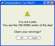 the error screen for congratulations you won't notice it is not a joke that you are the 100, 000th visitor of the day