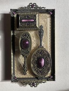 1920's Empire Art Gold E.&J.B. Jeweled Ormolu Filigree Vanity Set.(E & J Bass, New York/Empire... Mirror Tray Whimsigoth, Bridal Photo Shoot, Victorian Dressers, All Is Vanity, Jewel Frames, Vanity Table Set, Bridal Photo, Butterfly Art Print