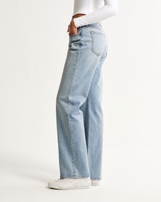 Women's Low Rise Baggy Jean | Women's Bottoms | Abercrombie.com High Rise Wide Leg Jeans, Girls High, Cute Fits, Girls Jeans