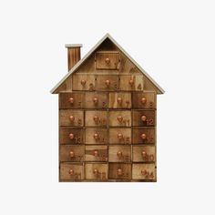 Wood House Advent Calendar Simple Wood House, House Calendar, House Advent Calendar, Advent House, Wooden Advent Calendar, Block Printed Pillows, Wood House, House Features, Wood Wall Mirror