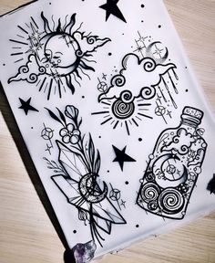 Spooky Cover Up Tattoos, Flash Tattoo Designs For Women, Small Witchy Tattoos For Women, Ouji Board Tattoo, Tattoo Ideas Witchy, Witch Flash Tattoo, Witch Tattoo Flash, Wiccan Drawings, Small Witch Tattoo Ideas