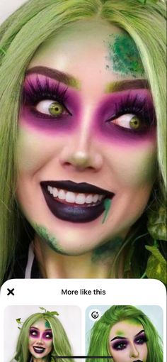 Beetlejuice Makeup Kids Easy, Beetle Juice Female Costume, Beetlejuice Halloween Makeup Ideas, Beetlejuice Make Up For Women, Beetle Juice Women’s Makeup, Ladies Beetlejuice Costume, Nettle Juice Costume, Beetle Juice Face Paint, Beatle Juice Make Up Simple