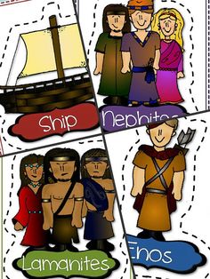 four different pictures of people with the words ship, nephio, and lamenties