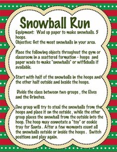 a snowball run game with instructions on how to play