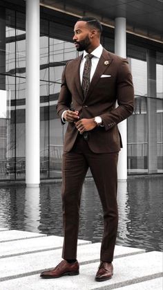 Brown Suits For Men, Mens Fashion Suits Formal, Pants Custom, Mens Business Casual Outfits, Outfit 2020, Groom Tuxedo, Dress Suits For Men, Wedding Groomsmen, Business Casual Outfits For Work