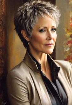 Womens Short Spiky Hairstyles, Gray Hair Highlights Aging Gracefully, Gray Hair Styles For Women, Hair Color Women, Choppy Pixie Haircut, Silver Gray Hair Color, Hair Dye Black Women, Gray Hair Short, Gray Hair Over 50