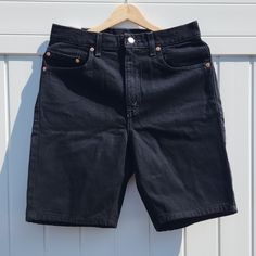 These Vintage Levi 505 Denim Jean Shorts Have Been In Storage For About 20 Years. Due To My Inability To Stay The Same Size I Was 20 Years Ago It Is Time To Sell Them As I Don't See Me Fitting In Them Any Time Soon. Check My Other Listings For More Of These Shorts In Different Colors. Black, New Old Stock With Tags Listing 3 Black High Waist Jean Shorts For Streetwear, High Waist Black Jean Shorts For Streetwear, Levi's Straight Leg Jean Shorts With Pockets, Levi's Short Streetwear Bottoms, Levi's Short Length Bottoms For Streetwear, Casual Black Cutoff Jeans, Black Jean Shorts With Belt Loops For Summer, Fitted Black Jeans With Short Leg, Black Relaxed Fit Jean Shorts For Streetwear