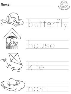 worksheet for the letter k with pictures and words to practice writing in english