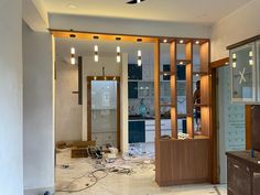 an unfinished kitchen is shown in the midst of remodeling and renovation work