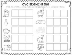 a worksheet for cvc segmenting with pictures and words to help students learn how