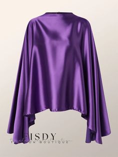 Fisdy - Urban Satin Shirt with Stand Collar and Batwing Sleeves Batwing Sleeve Pattern, Urban Shirt, Elegant Clothes, Fitted Blouses, Satin Shirt, Zip Up Sweater, Batwing Sleeve, Elegant Outfit, Style Elegant