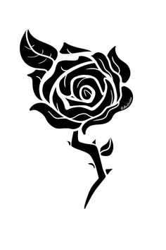 a black and white drawing of a rose