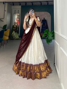 dm for my whatsapp no.9979568064 Cotton Lehenga Choli, White Lehenga Choli, Lehenga Stitched, Sari Lehenga, Wedding Outfits For Women, Lehenga Dupatta