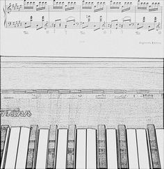 Line Drawing Of Piano & Sheet Music Free Stock Photo Public Domain Drawing Of Piano, Sheet Music Drawing, Music Notes Drawing, Drawing Music, Music Drawing, Piano Ideas, Music Drawings, Music Illustration, Music Piano