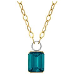 Very Large Blue Topaz Necklace The necklace is 14K Yellow Gold The Blue Topaz is 30.00 Carats There are 0.20 Carats in Diamonds H/I SI The necklace is 18" long. The pendant is 1.75" x 0.75" The necklace weighs 24.5 grams Diamond Gold Necklace, Yellow Stone Rings, Large Pendant Necklace, Spike Necklace, Blue Topaz Necklace, Diamond Jewelry Necklace, Topaz Necklace, Gold Diamond Necklace, Gold Diamond Jewelry