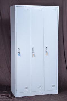 two tall white lockers on a brown background