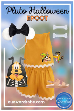 an image of a cartoon character outfit with accessories on it and the title pluto halloween epot