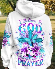 Personalized I Believe In God Women's 3D All Over Printed Clothes, Jesus Hoodies, Christian Apparel Sweatshirt For Her, Bible Verse Shirt All Over Print (AOP) Clothes we offer are expertly using 3D print-rich in color, dye-sublimation printing - a complex printing process, all-over printing requires extremely subtle graphic designs beside modern printing techniques. We continuously exhibit the most exclusive aesthetic designs by professional team, which highlights your t-shirts no matter which s Jesus Hoodies, I Believe In God, Christian Shirts Designs, Bible Verse Shirt, Christian Apparel, Believe In God, Christian Clothing, Aesthetic Design, Christian Shirts