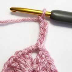 the crochet hook is being worked on