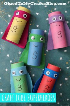 four toilet paper roll crafts for kids to make with the numbers 5, 5 and 6