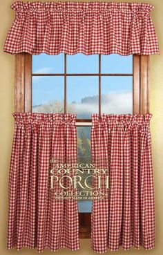 the american porch collection window curtain valance in red and white gingham plaid